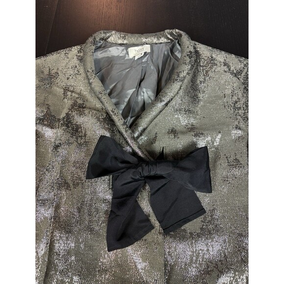 Hoss Introqia Anthropologie Made in Spain Jacket Silver Jacquard Size 36 Bow - Picture 12 of 15